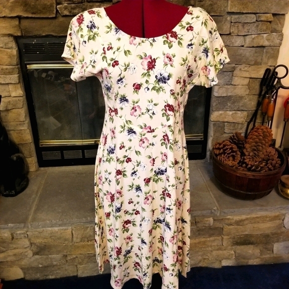 90s Light Pink Floral Dress - Picture 1 of 4